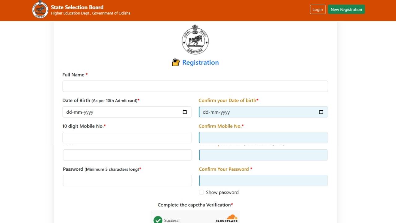 SSB Odisha Junior Assistant Registration Link
