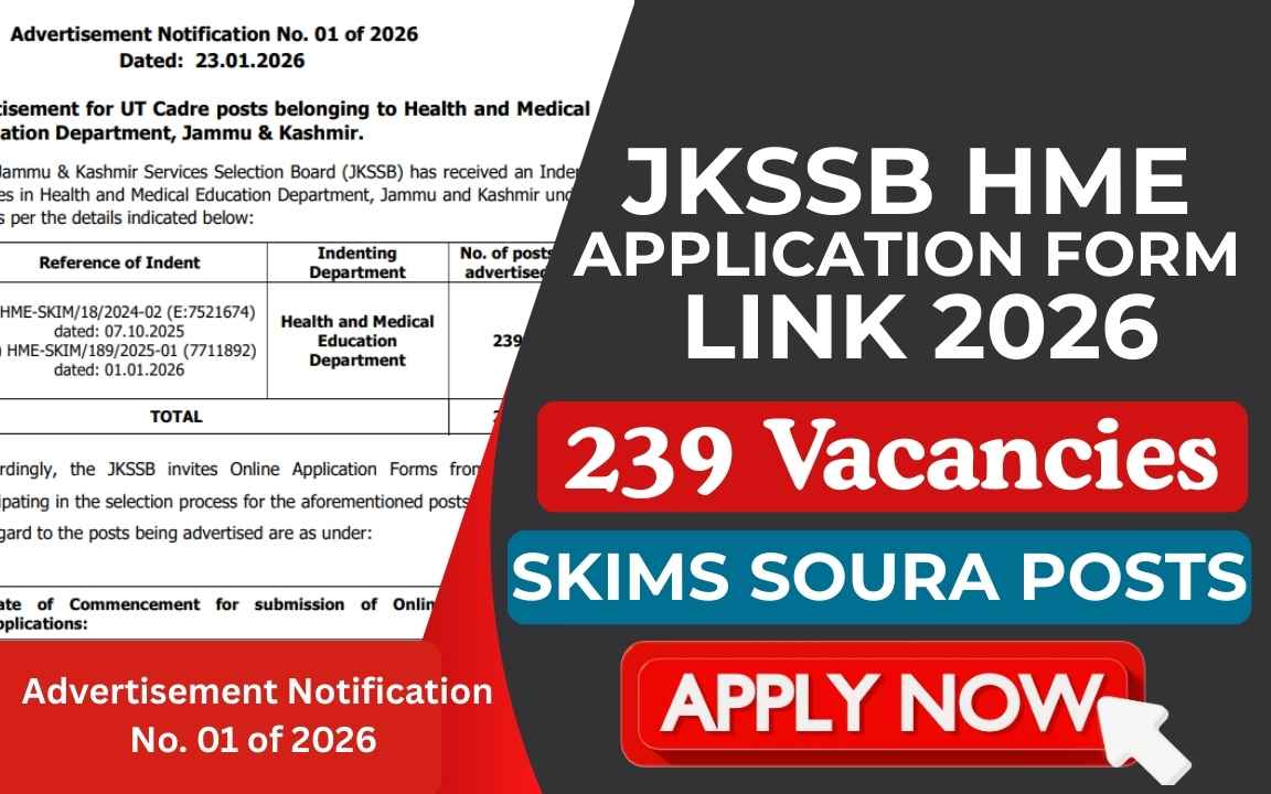 JKSSB HME Application Form Link 2026