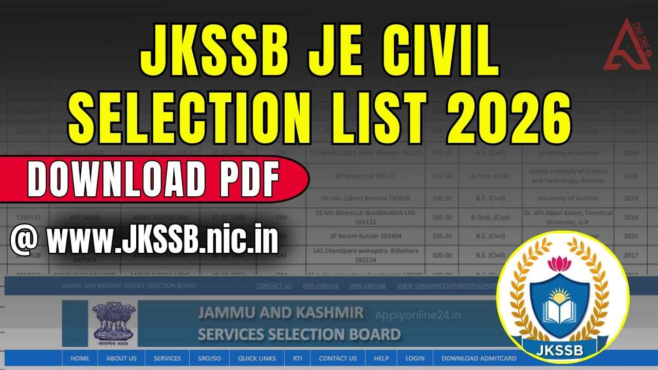 JKSSB JE Civil Selection List 2026