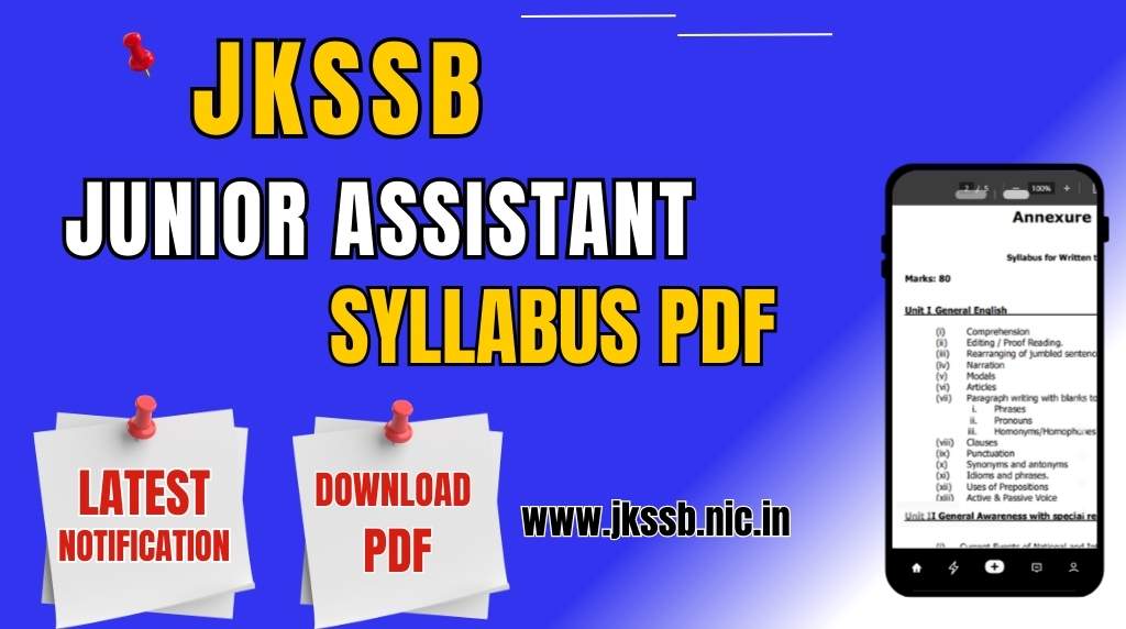 JKSSB Junior Assistant Syllabus PDF
