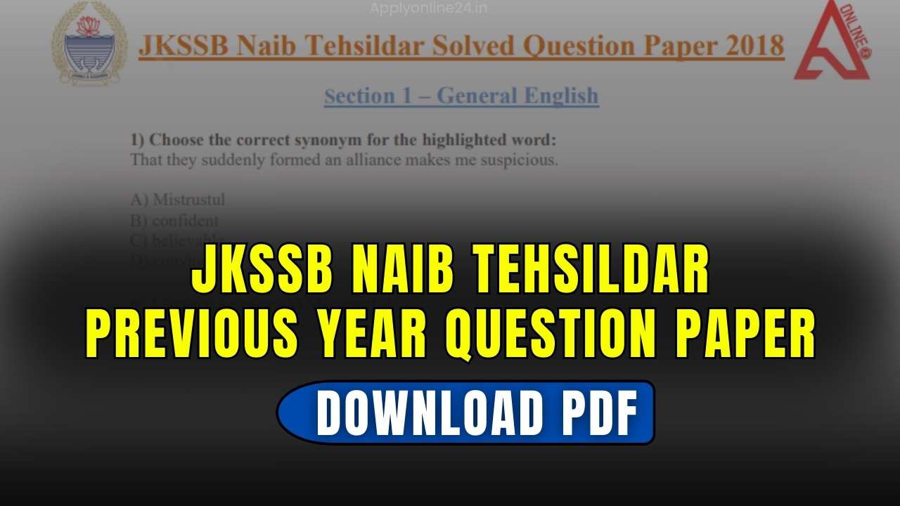 JKSSB Naib Tehsildar Previous Year Question Paper