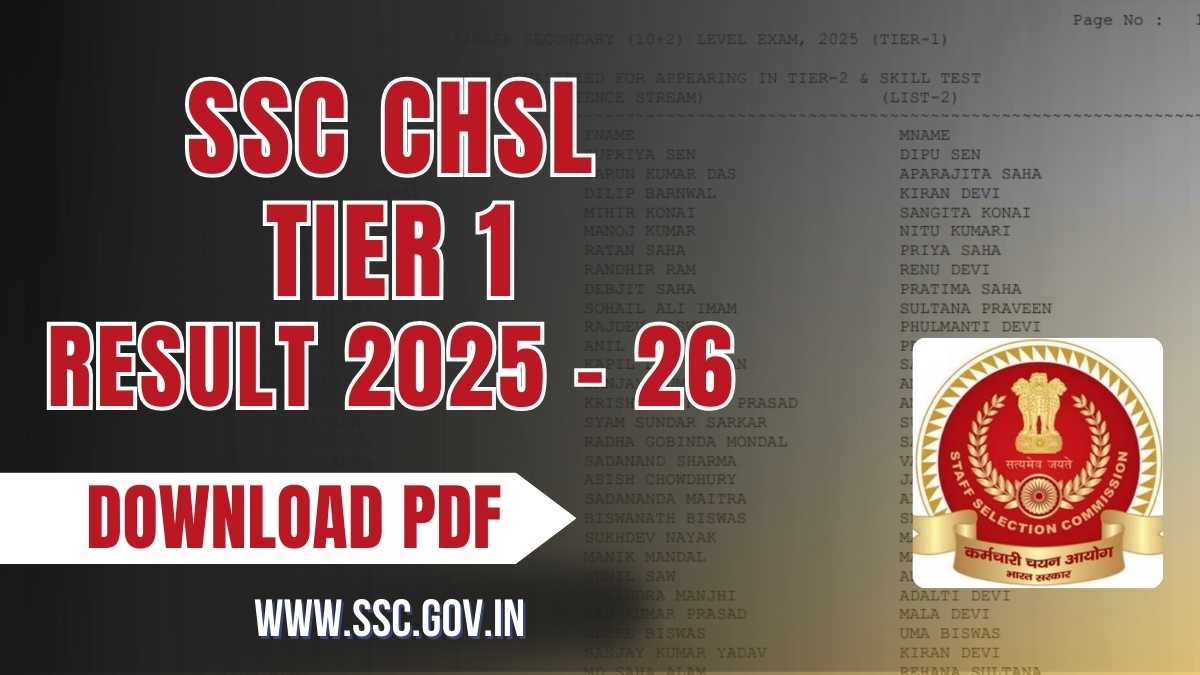 SSC CHSL Tier 1 Result 2025-26