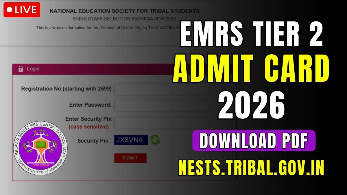EMRS Tier 2 Admit Card 2026