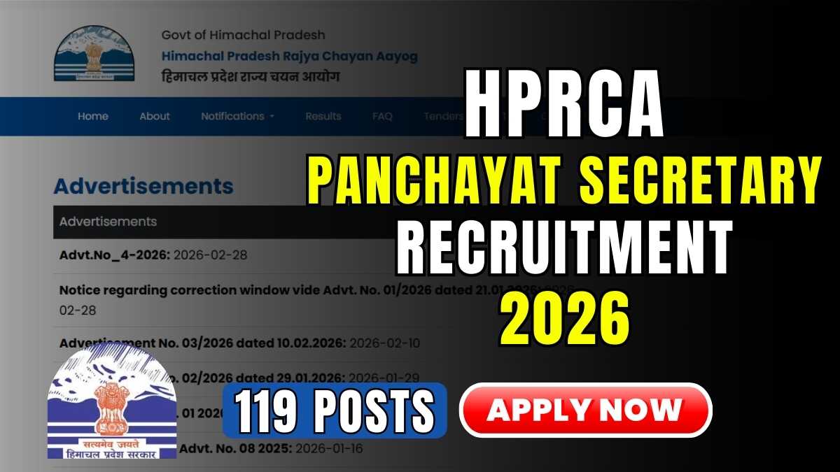 HPRCA Panchayat Secretary Recruitment 2026