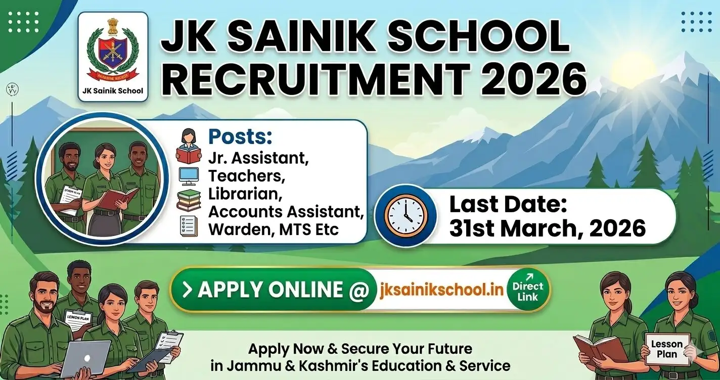 JK Sainik School Recruitment 2026