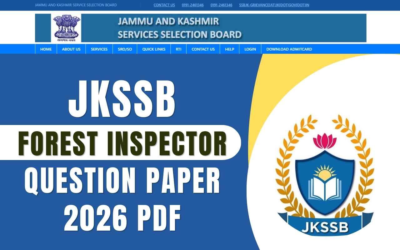 JKSSB Forest Inspector Question Paper 2026