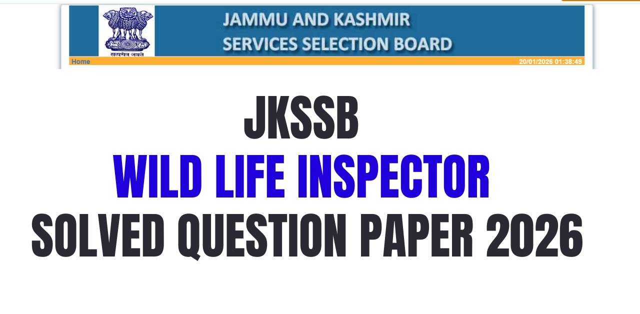 JKSSB Wild Life Inspector Solved Question Paper 2026