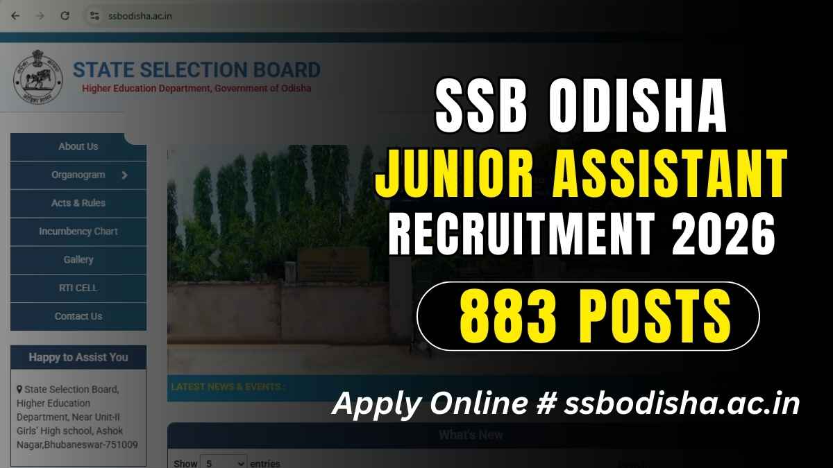 SSB Odisha Junior Assistant Recruitment 2026