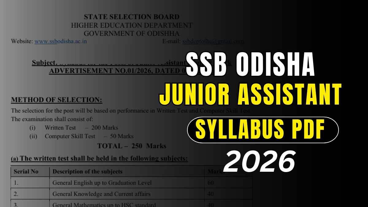 SSB Odisha Junior Assistant Syllabus 2026 PDF