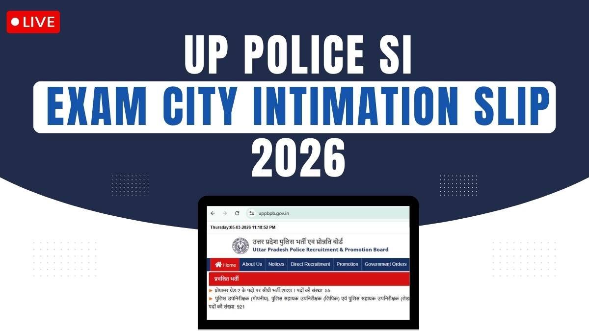 UP Police SI Exam City Intimation Slip 2026